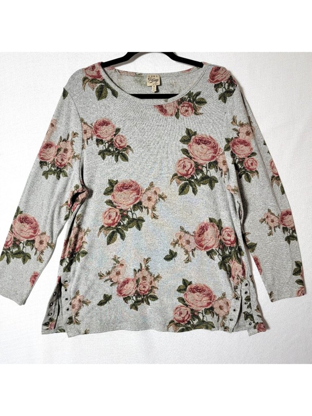Como Vintage Woman Pull Over Top Womens Sz1X  Long Sleeve Soft Knit Cottagecore